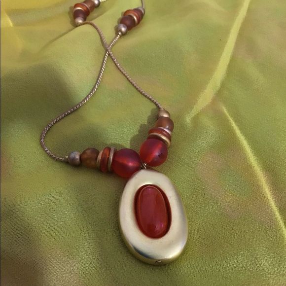 Vintage Necklace & Earrings Set Goldtone & Red Oval Beaded Necklace & Earrings - Picture 16 of 16